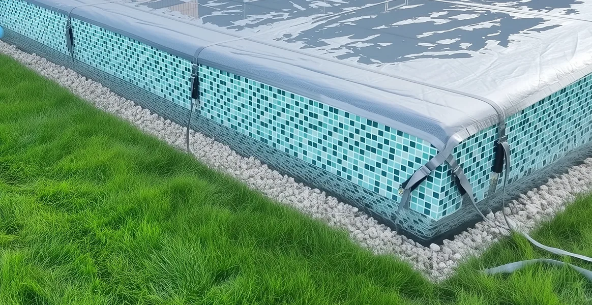 Покрывало для бассейна под снегом — защита зимой в Балашихе